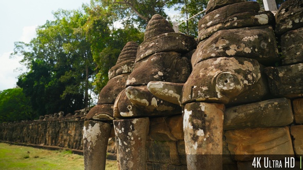 4K Ancient Terrace Of The Elephants in Angkor Thom, Siem Reap, Cambodia alt
