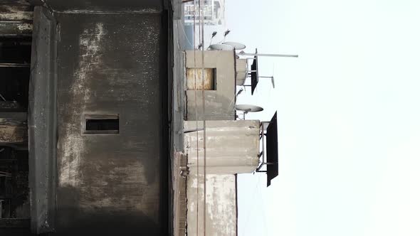 Vertical Video of a Burnt and Destroyed House in Kyiv Ukraine alt