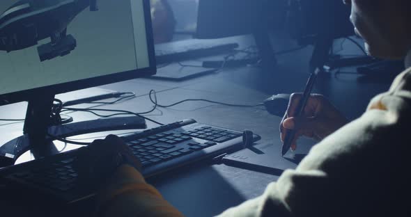 Digital Artist Working on 3d Graphics alt