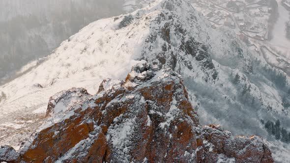 The Red Ridge rock Winter Forest Cliffs Russia Siberia Krasnoyarskiy Kray Krasnoyarsk alt