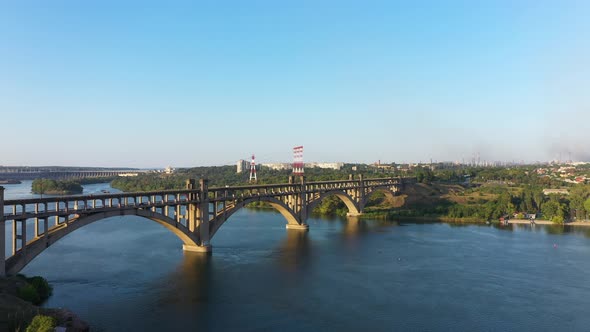Arched Automobile Bridge of Preobrazhensky in Zaporozhye