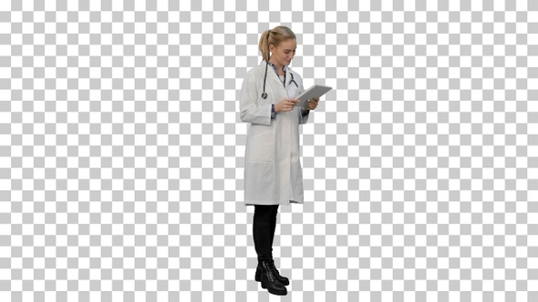 Pretty female doctor with stethoscope, Alpha Channel