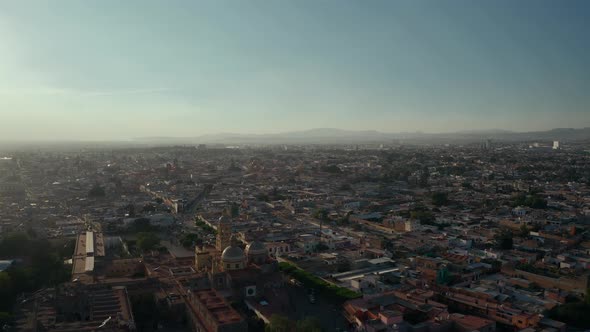 Aerial view of Queretaro city in Mexico. beautiful sunset cityscape