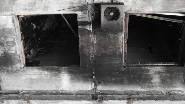 Vertical Video of a Burnt and Destroyed House in Kyiv Ukraine alt