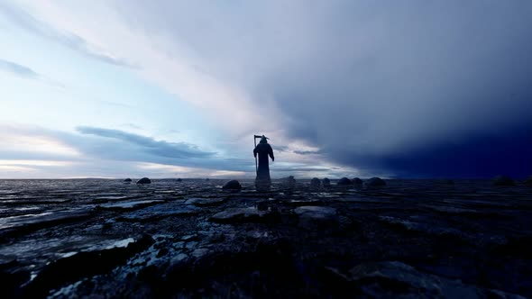 Fearful Death Executioner and Skulls on the Ground alt