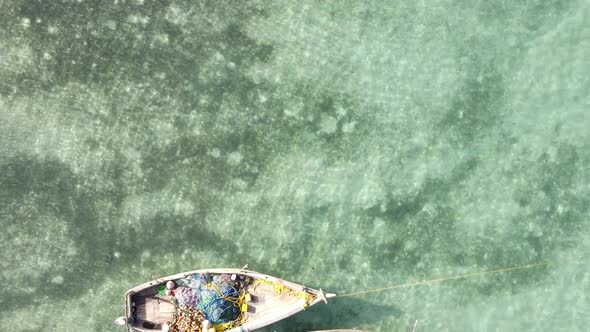 Tanzania Vertical Video  Boat Boats in the Ocean Near the Coast of Zanzibar Aerial View alt