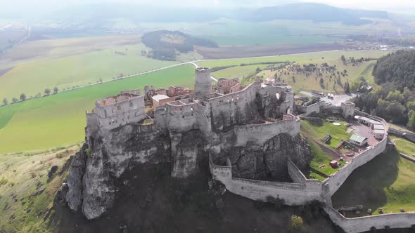 Aerial Drone View on Spis Castle. Slovakia. Ancient Castle, Spissky Hrad alt