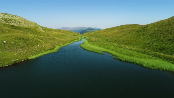 Aerial 4K footage of Şavşat Arsıyan Lakes with drone.
