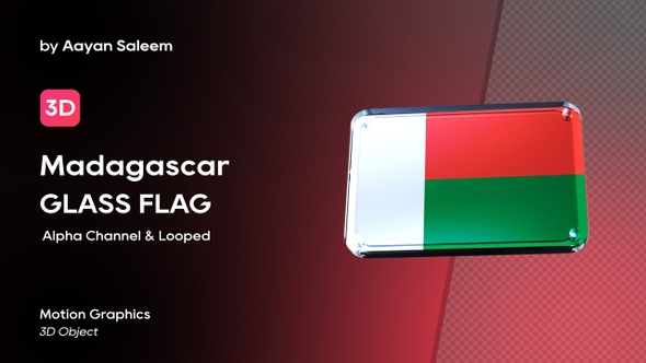 Madagascar Flag 3D Glass Badge alt
