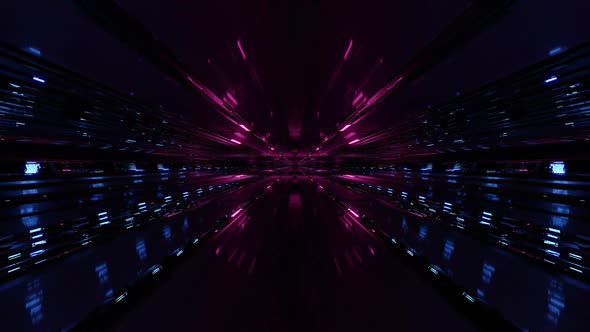 A 3D Illustration of  FHD 60FPS Futuristic Neon Tunnel