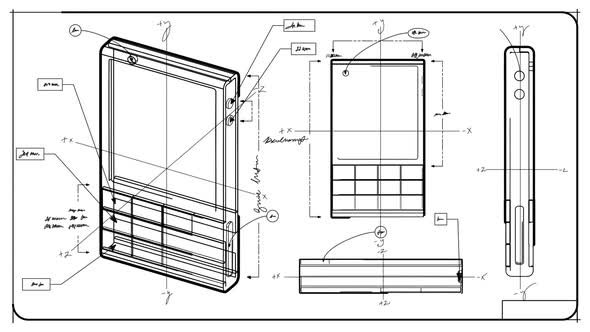 Classic Smartphone Technical Drawing