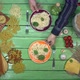 Serving Spaghetti in colorful Plates on green Table for Eating - VideoHive Item for Sale