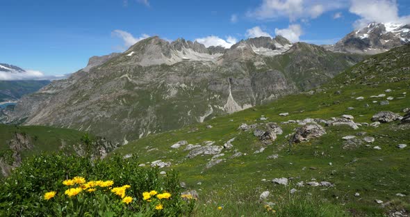 Climbing to the Iseran Pass, Savoie department, France, In the backgroung is the mount Pourri. alt