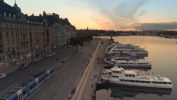 Early Morning Tramway Traffic in Stockholm