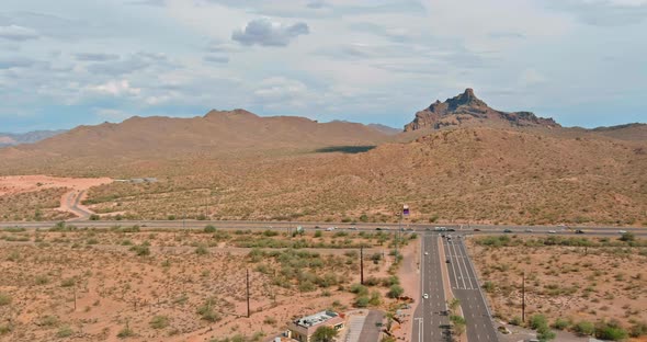 Panorama the Aerial View of a Fountain Hills Small Town Near Mountain Desert of Residential Suburban alt