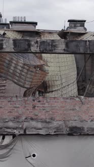 Vertical Video of a House That Was Damaged During the War in Ukraine alt