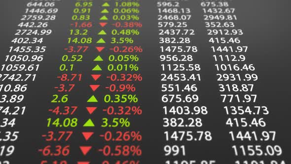 Stock market board. Display and monitors growth and loss of the shares. alt