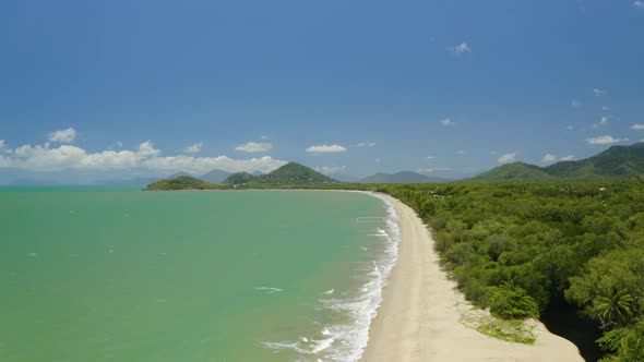 Aerial, Beautiful View On Australian Coast And Clifton Beach In Cairns, Queensland