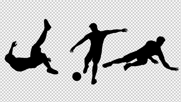 Professional Football Soccer Player Silhouette In Action (3-Pack)