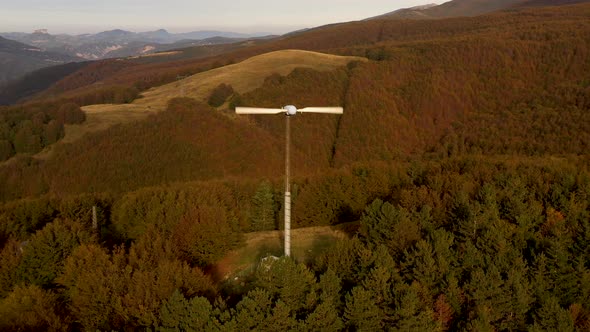 Aerial Shot Of A Working Wind Turbine 1