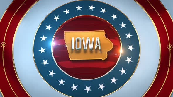 Iowa United States of America State Map with Flag 4K