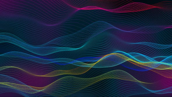 Amazing Colorful Digital Technology Particle Line Wave Motion Animated Background alt