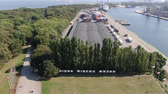War Never Again sign near the Westerplatte Monument in Gdansk, Poland alt