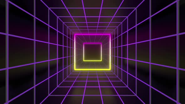 Cube Grid Neon 03 Hd