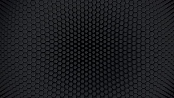 Black minimalism mosaic surface with moving hexagons