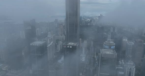 Aerial footage of landscape in shenzhen city, China alt