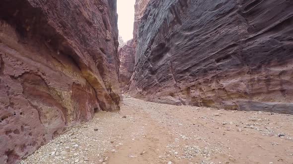 Walking Inside the Al Siq Canyon, Petra, Jordan
