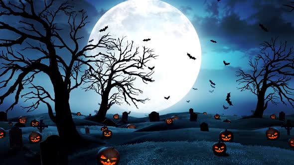 Halloween Moon and Cemetry
