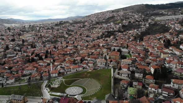 Sarajevo Drone Footage on a Gloomy Day