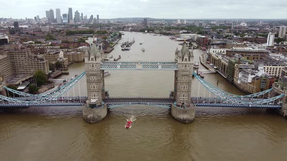 Drone Footage of the Tower Bridge From the River