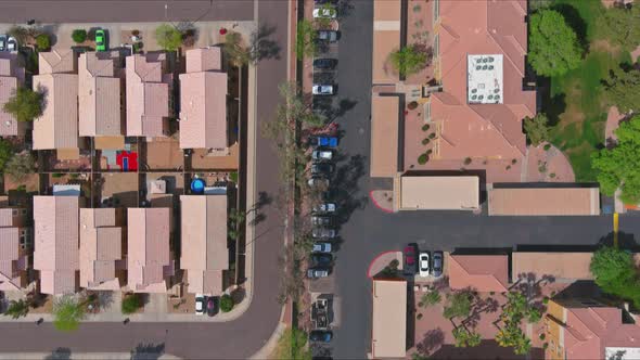 Aerial Roofs of the Many Small Ponds Near a Avondale Town Houses in the Urban Landscape of a Small alt