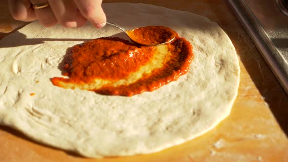 Close Up Shot of Pizza Cooking