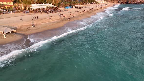 Texture of the sea and a beautiful sunset color alt