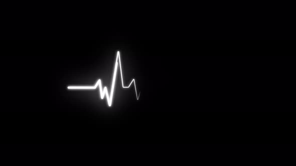 Neon seamless animation background 2D pulse heart rate with neon moving outline. 4K video close-up.