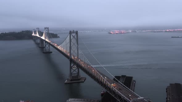  Aerial of Rush Hour Traffic on the Bay Bridge at Dusk, San Francisco, USA alt