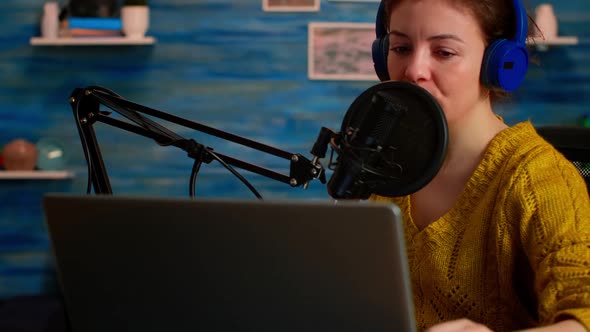 Influencer in Entertainment Industry Talking and Checking Sound alt