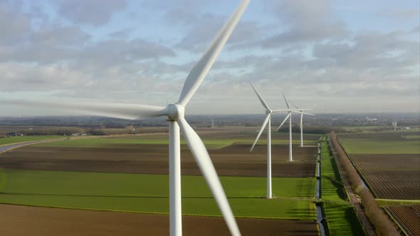 Wind turbines in fields, Oud Gastel, Noord-Brabant, Netherlands