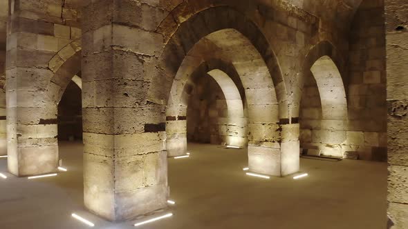 Interior of Historical Monumental Building With Stone Arches and Domes alt