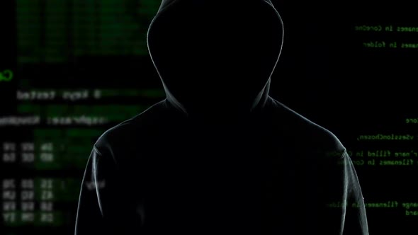 Confident Anonymous Watching His Hacker Program Cracking Passwords and Firewalls alt