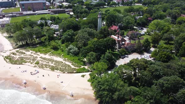 historic Grosse Point Light in Evanston, Illinois. Construction was completed in 1873. The lighthous alt