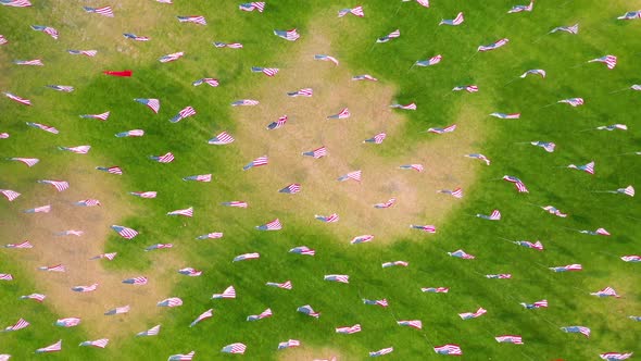 Top down View Of Flags Displayed At Pepperdine University Honoring The Lives Lost On September 11 At alt