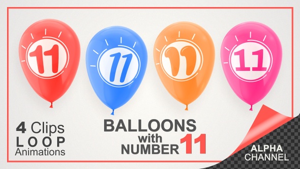 Balloons With Number 11 / Happy  Eleven Years Old