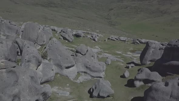 Flying by field of rocks