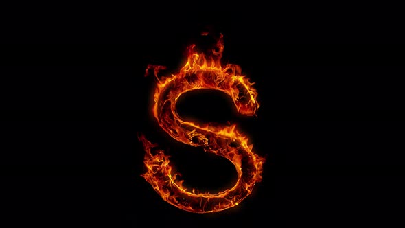 Super Slow Motion Shot of Burning Letter S Isolated on Black Background at 1000 Fps alt