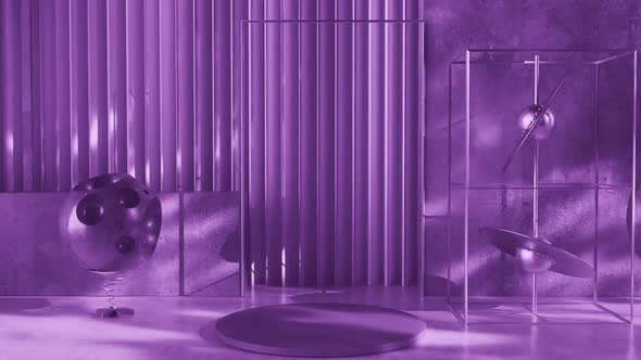 Modern Stylish Design Pedestal Scene Purple Background