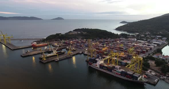 Flycam Da Nang Port in the afternoon